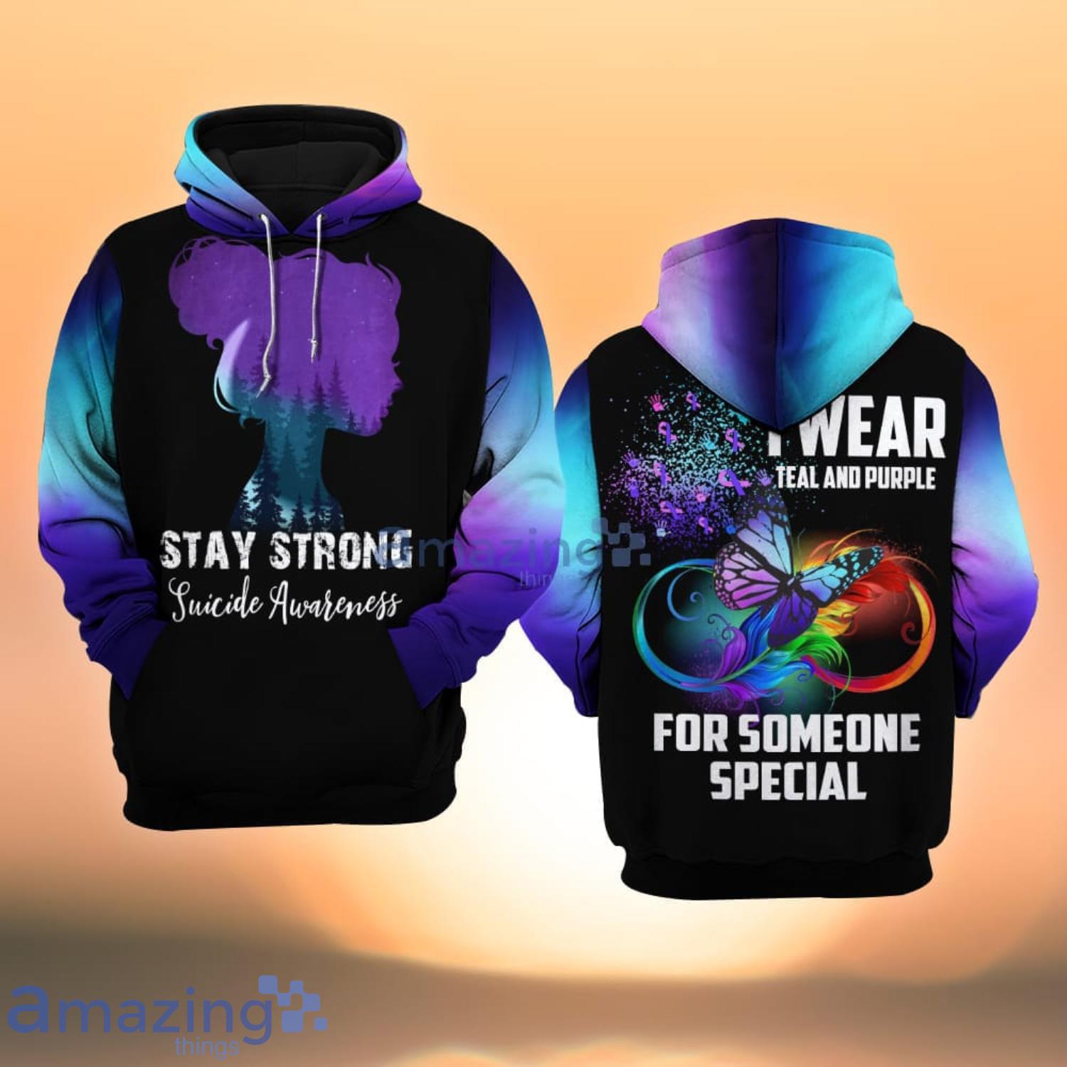 Suicide Awareness Stay Strong I Wear Steal And Purple For Someone Special All Over Print 3D Hoodie Product Photo 1