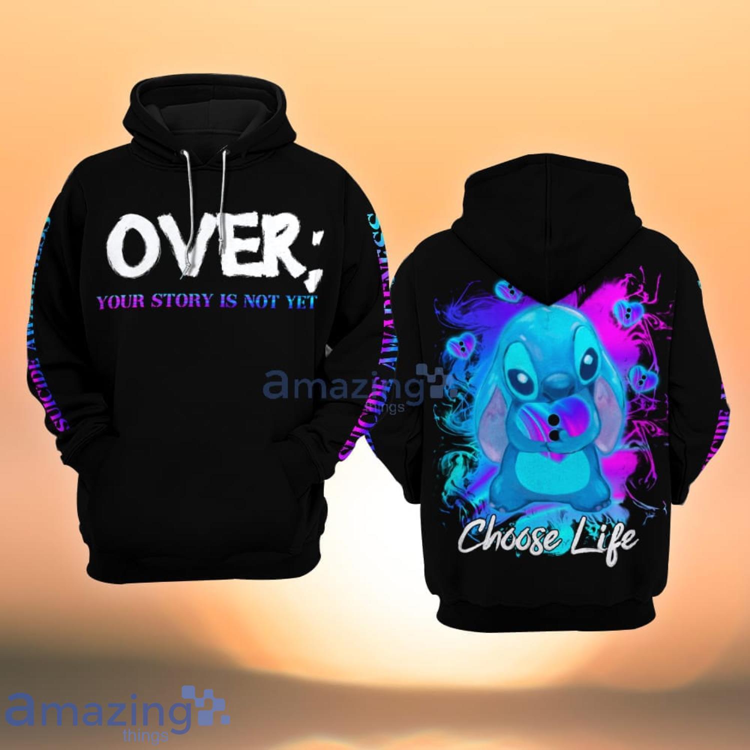 Suicide Awareness Stitch Over Choose Life All Over Print 3D Hoodie Product Photo 1