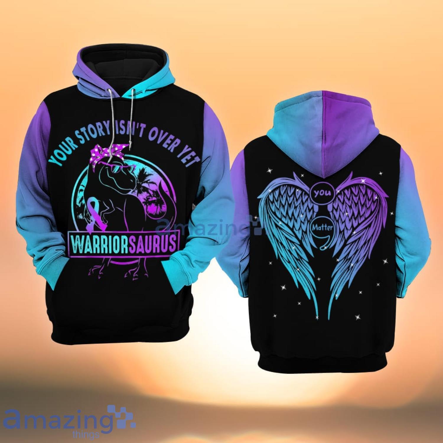 Suicide Awareness Warrriorsaurus All Over Print 3D Hoodie Product Photo 1