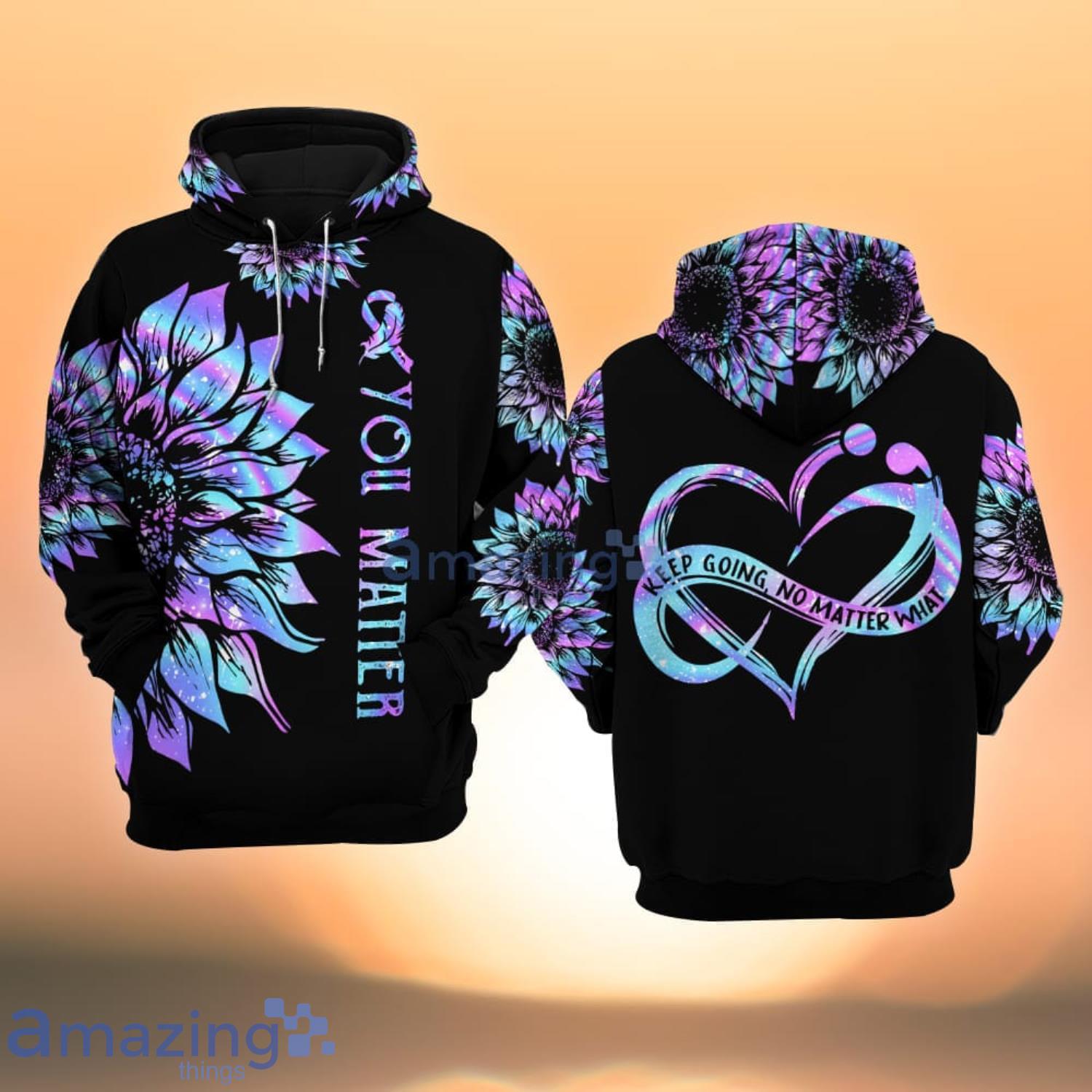 Suicide Awareness You Matter Sunflower All Over Print 3D Hoodie Product Photo 1