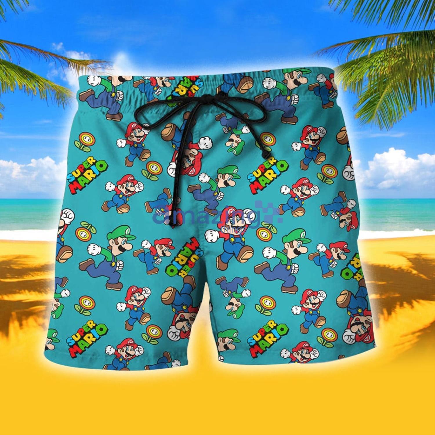 Super Mario with fire Flower Tropical Aloha Combo Hawaiian Shirt And Shorts Gift For Summer image Super Mario with fire Flower Tropical Aloha Combo Hawaiian Shirt And Shorts Gift For Summer Product Photo 2