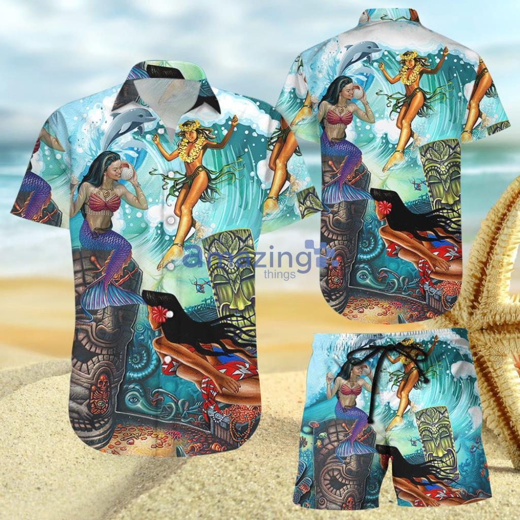 Surfing Girl Under Sea Hawaiian Shirt And Short - Surfing Girl Under Sea Hawaiian Shirt And Short