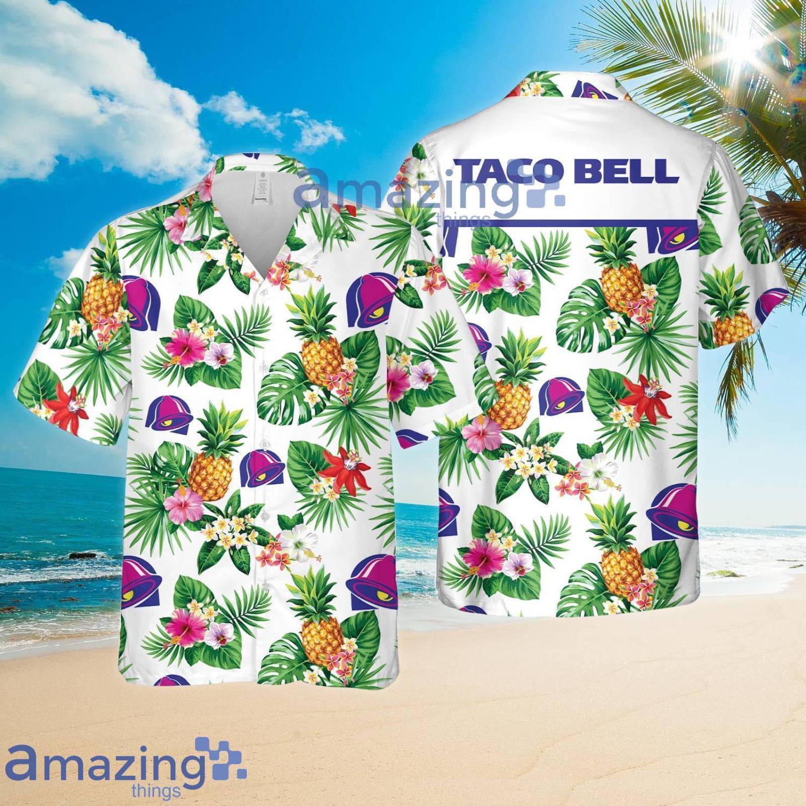 Taco Bell Aloha Beach Hawaii Style Pineapple Summer Set White Hawaiian Shirt And Shorts Product Photo 1