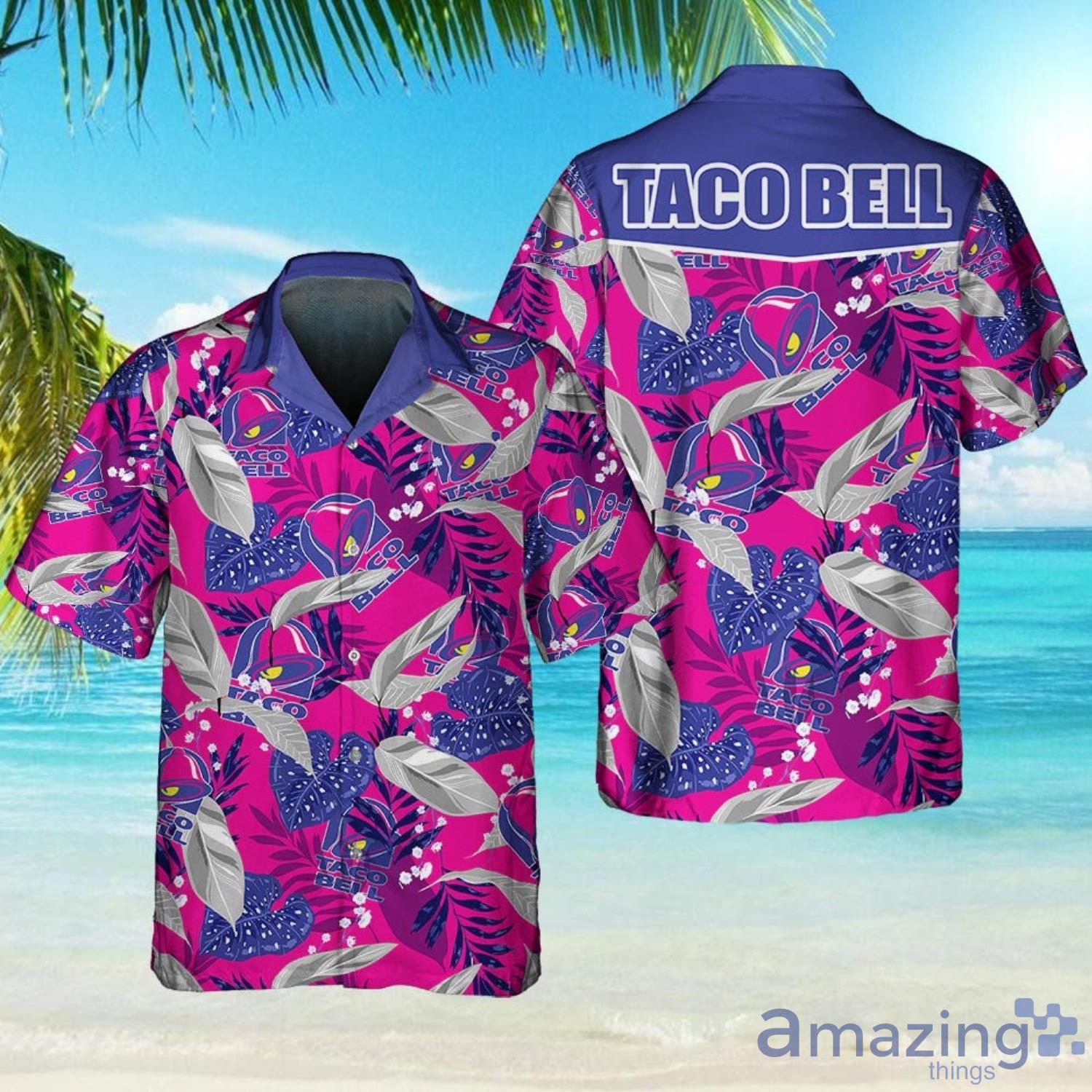 Taco Bell Food Tropical Flower Purple Aloha Hawaiian Shirt And Beach Short Set Product Photo 1