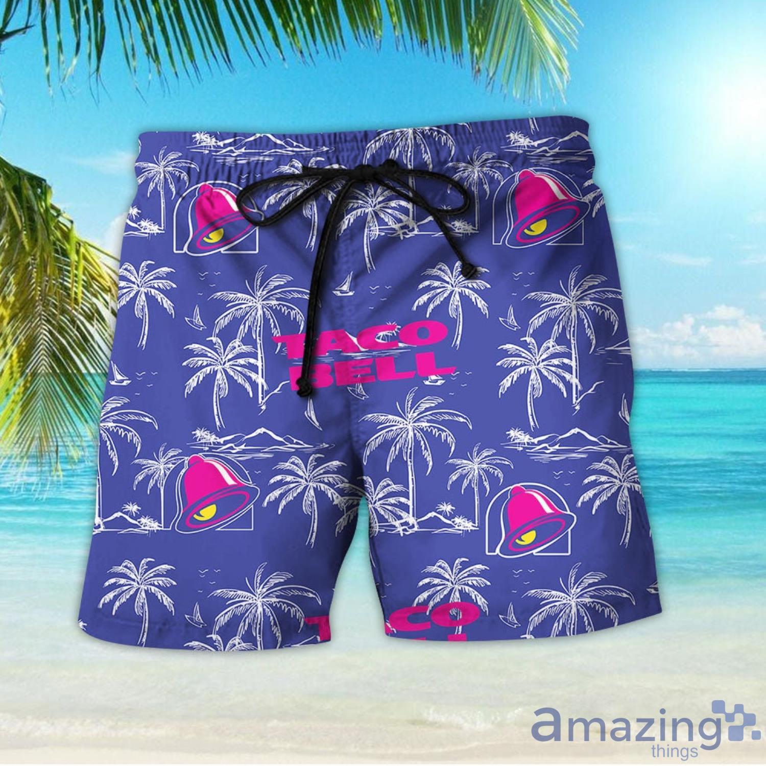 Taco Bell Palm Tree Pattern Tropical Flower Aloha Hawaiian Shirt And Beach Short Set image Taco Bell Palm Tree Pattern Tropical Flower Aloha Hawaiian Shirt And Beach Short Set Product Photo 2