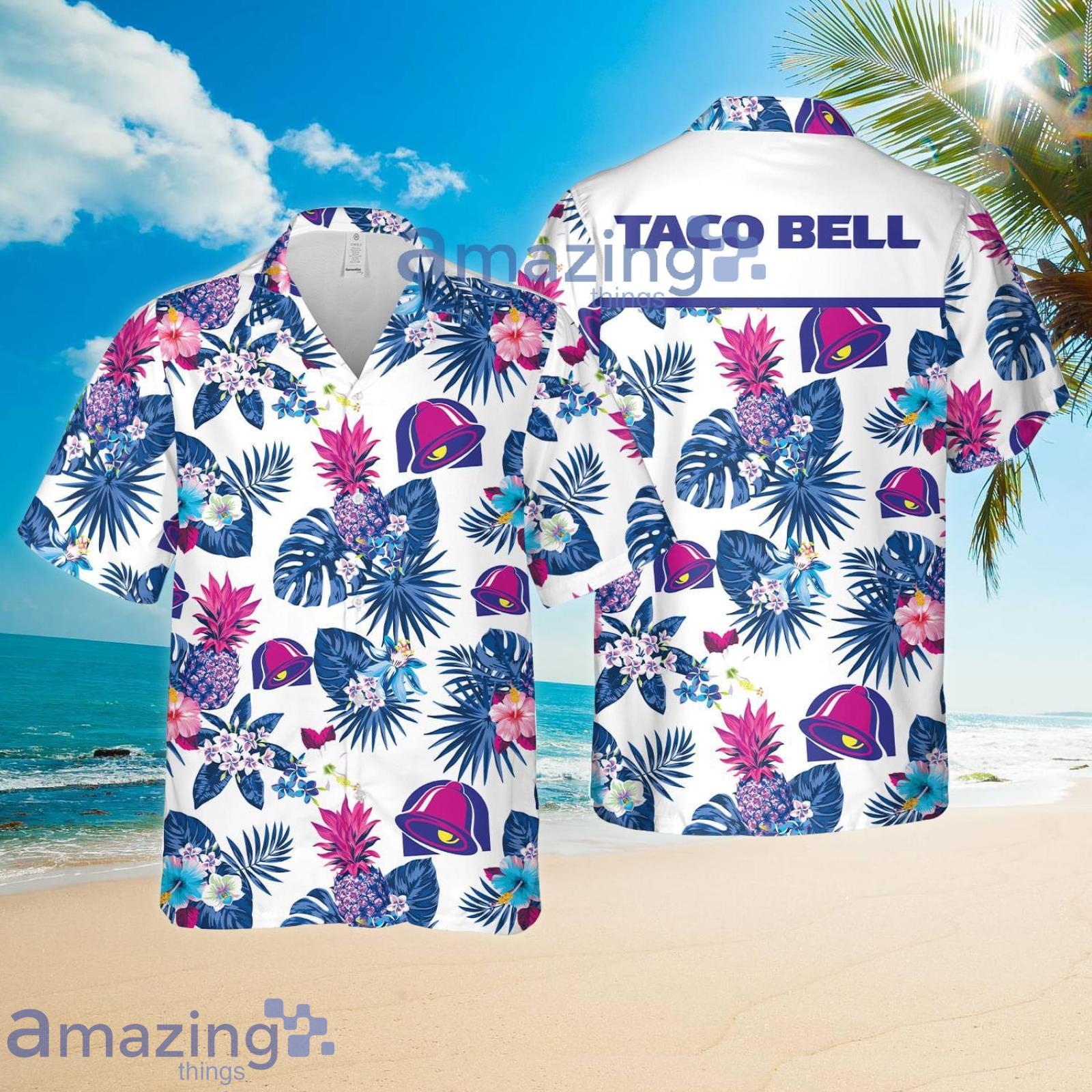 Taco Bell Purple Pineapple Hawaii Beach Summer Set White Hawaiian Shirt And Shorts Product Photo 1