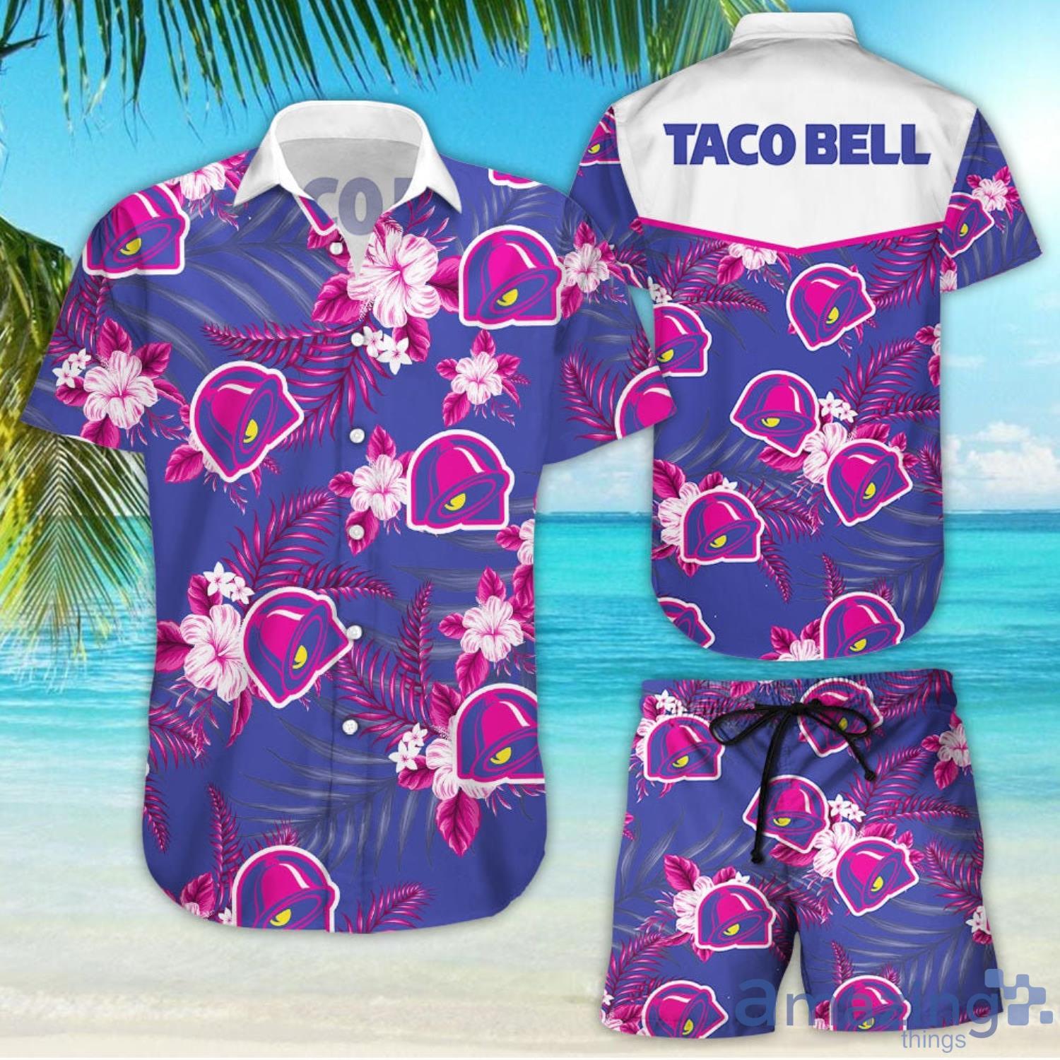 Taco Bell Tropical Flower Aloha Hawaiian Shirt And Beach Short Set Product Photo 1