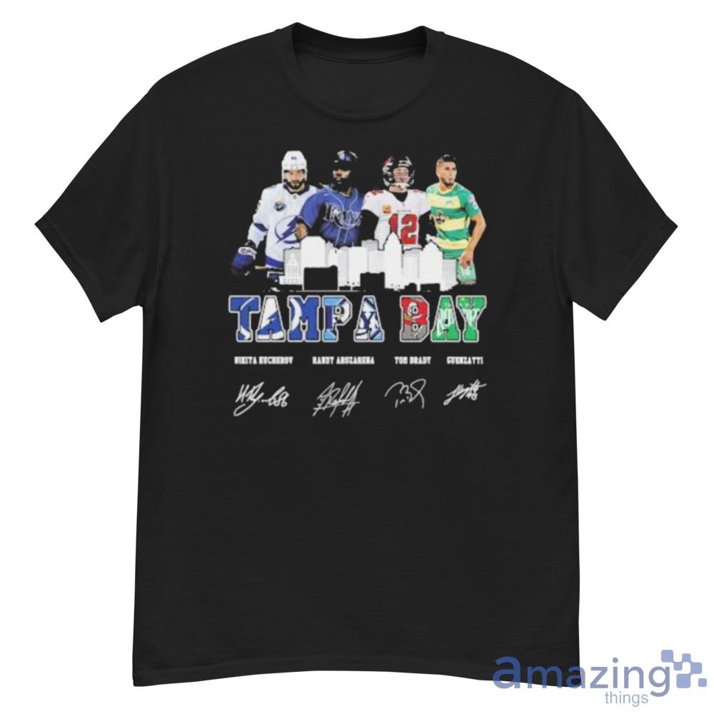 Tampa Bay City Nikita Kucherov Randy Arozarena Tom Brady Guenzatti Signatures Shirt For Men And Women - G500 Men’s Classic T-Shirt