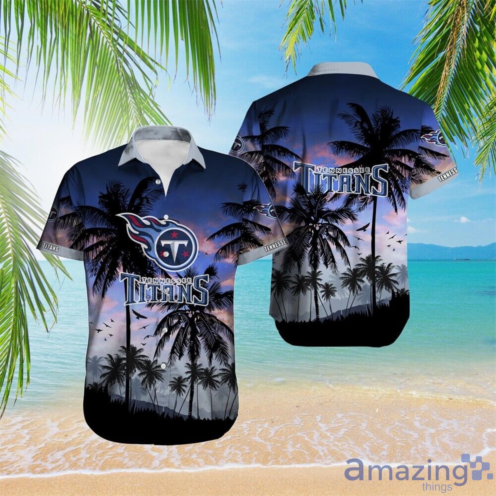 Tennessee Titans NflCoconut Trees Summer Beach Digital Art Hawaiian Shirt  And Beach Short