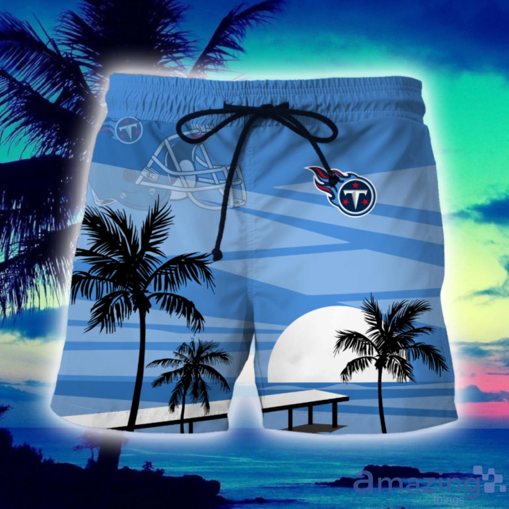 Tennessee Titans NflCoconut Trees Summer Beach Digital Art Hawaiian Shirt  And Beach Short