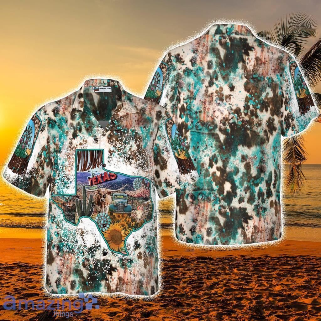 Texas Cowhide Map Hawaiian Shirt, Unique Texas Shirt For Texas Lovers - Texas Cowhide Map Hawaiian Shirt, Unique Texas Shirt For Texas Lovers