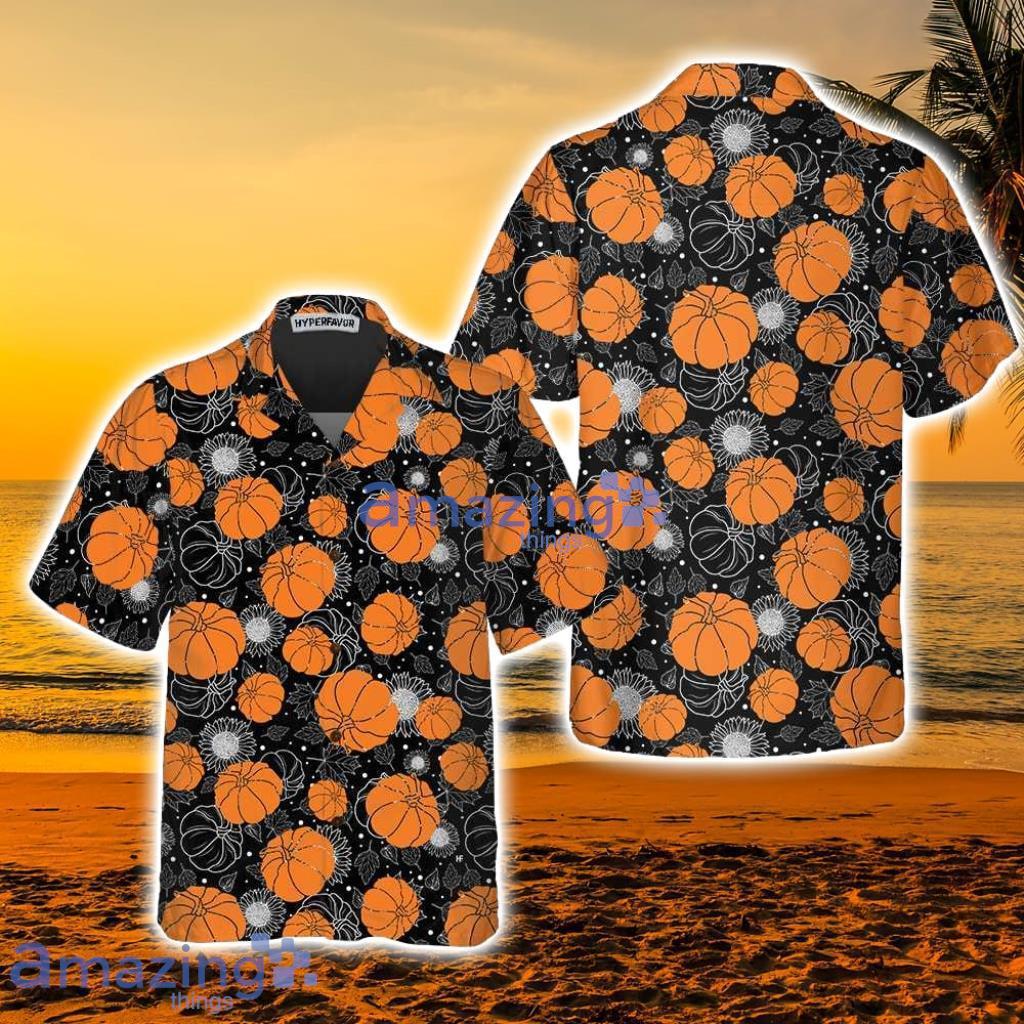 Thanksgiving Pumpkins And Sunflowers Seamless Pattern Hawaiian Shirt - Thanksgiving Pumpkins And Sunflowers Seamless Pattern Hawaiian Shirt