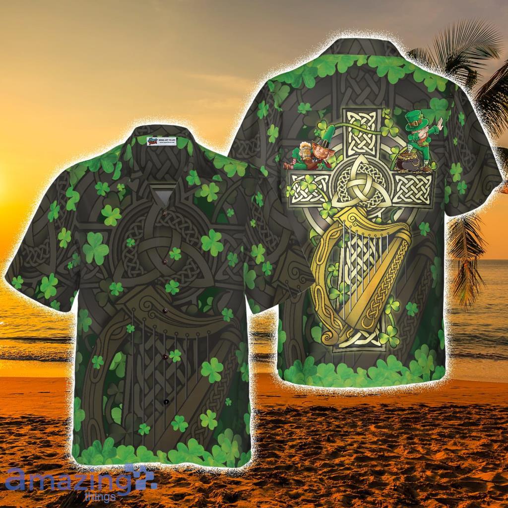The Celtic Cross Harp Leprechaun Irish Proud Hawaiian Shirt - The Celtic Cross Harp Leprechaun Irish Proud Hawaiian Shirt