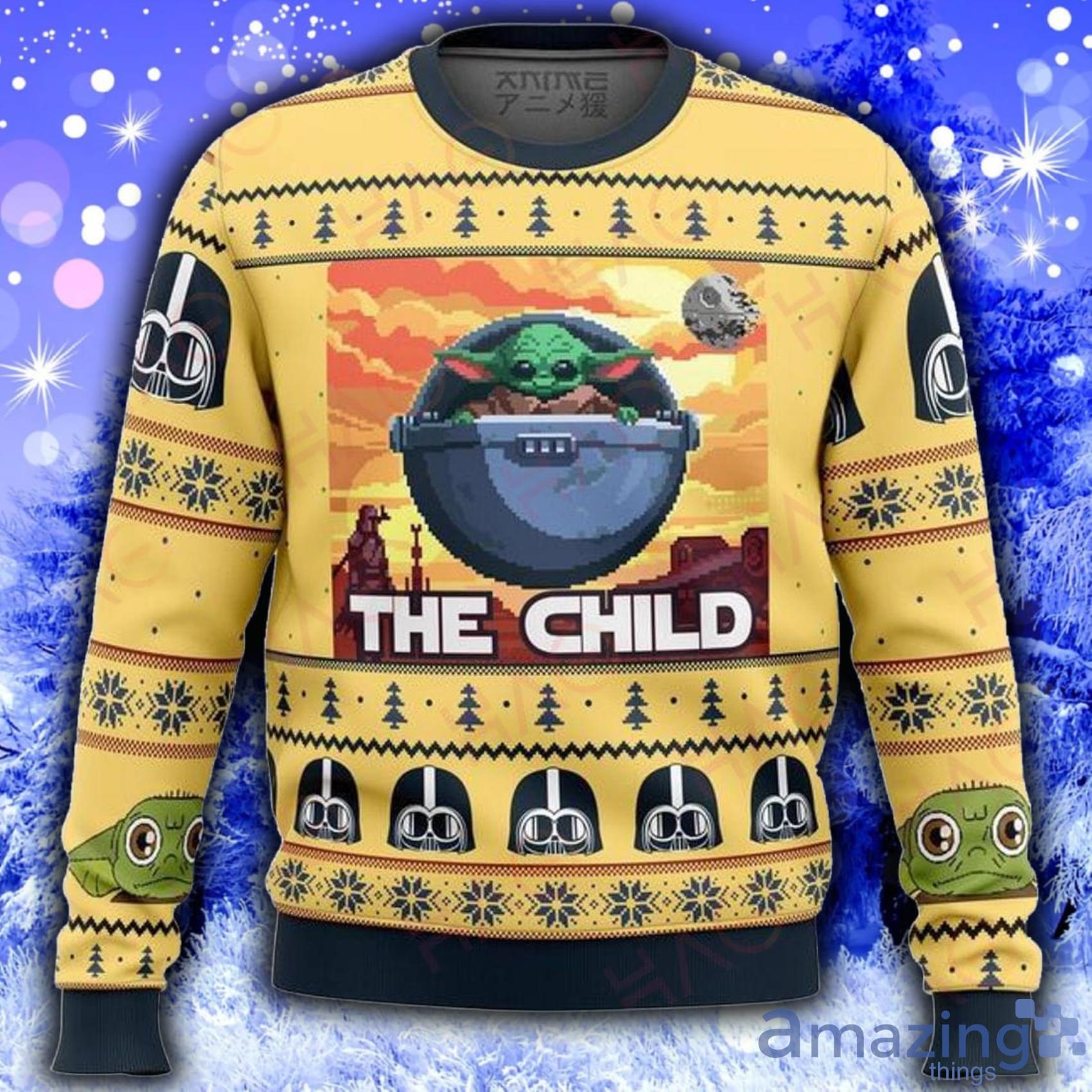 The Child Grogu Yellow Knitting Pattern Ugly Christmas Sweater Gift For Christmas Product Photo 1 The Child Grogu Yellow Knitting Pattern Ugly Christmas Sweater Gift For Christmas Product Photo 1