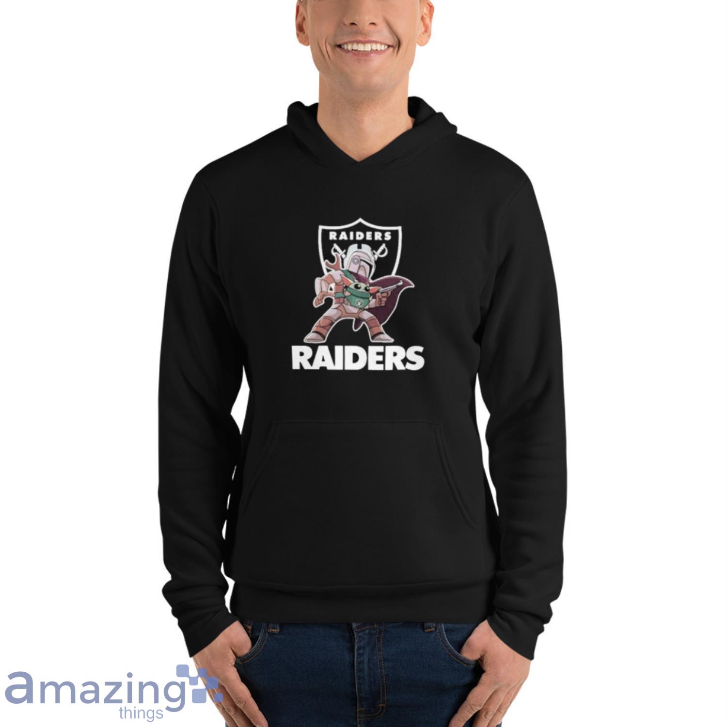 The Mandalorian Hug Baby Yoda Las Vegas Raiders Shirt image The Mandalorian Hug Baby Yoda Las Vegas Raiders Shirt - Unisex Fleece Pullover Hoodie
