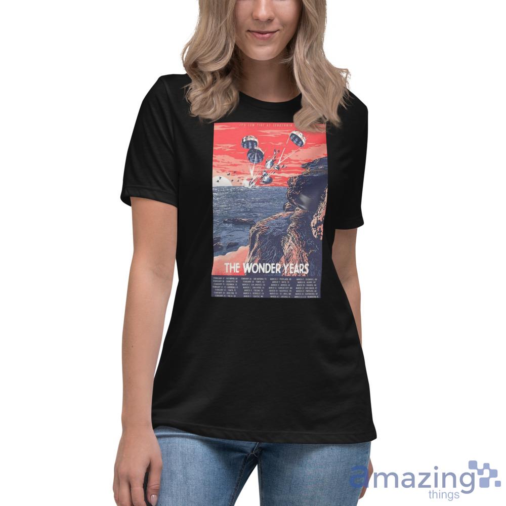 The Wonder Years 2023 Tour It's Low Tide Serotonin Bay Poster Shirt For Men Women image The Wonder Years 2023 Tour Its Low Tide Serotonin Bay Poster Shirt For Men Women - Womens Relaxed Short Sleeve Jersey Tee