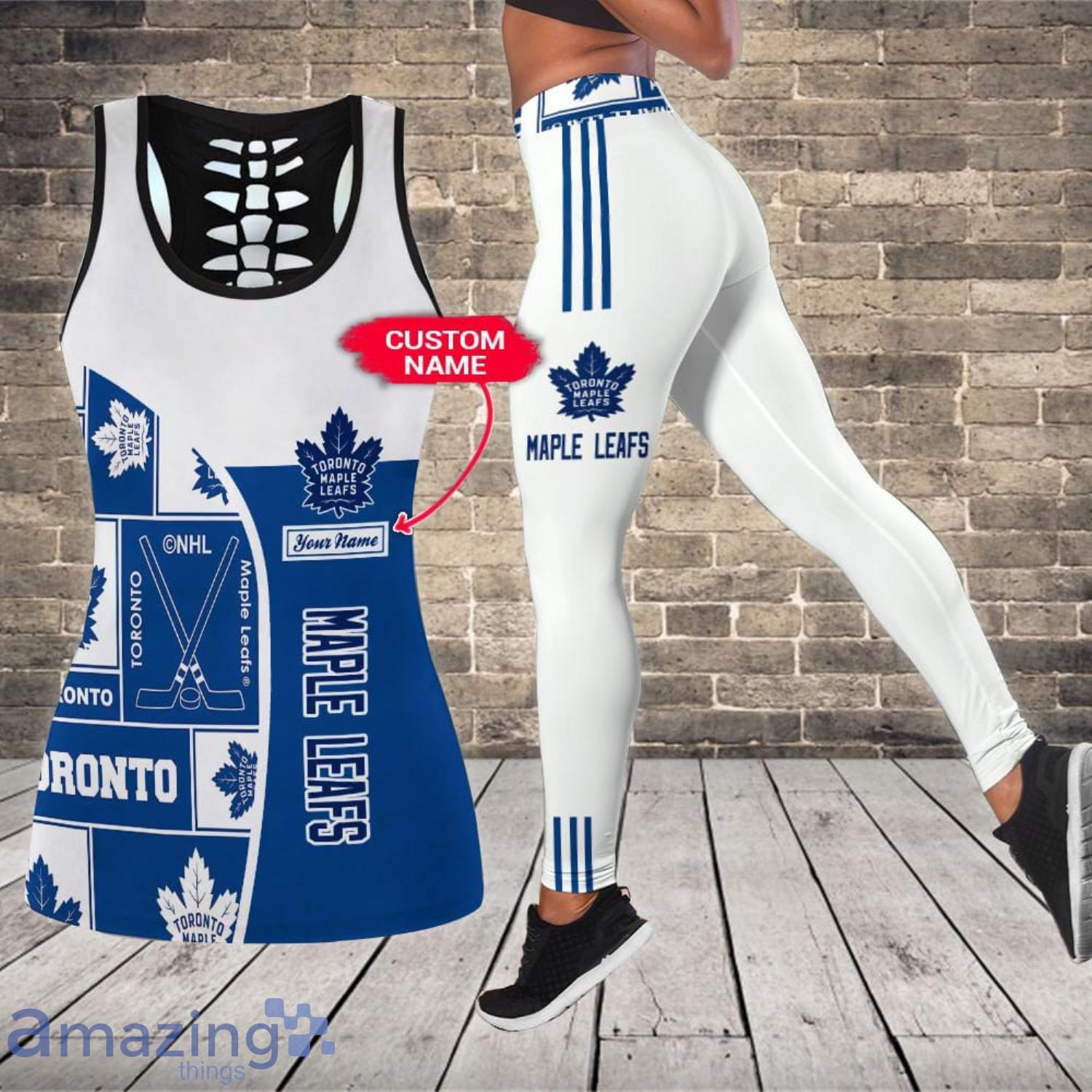 Toronto Maple Leafs Custom Name Leggings And Hollow Tank Top For Women Product Photo 1 Toronto Maple Leafs Custom Name Leggings And Hollow Tank Top For Women Product Photo 1