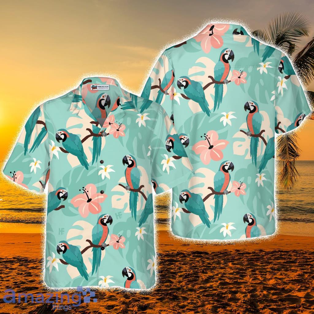 Trendy Parrots And Tropical Leaves Hawaiian Shirt - Trendy Parrots And Tropical Leaves Hawaiian Shirt