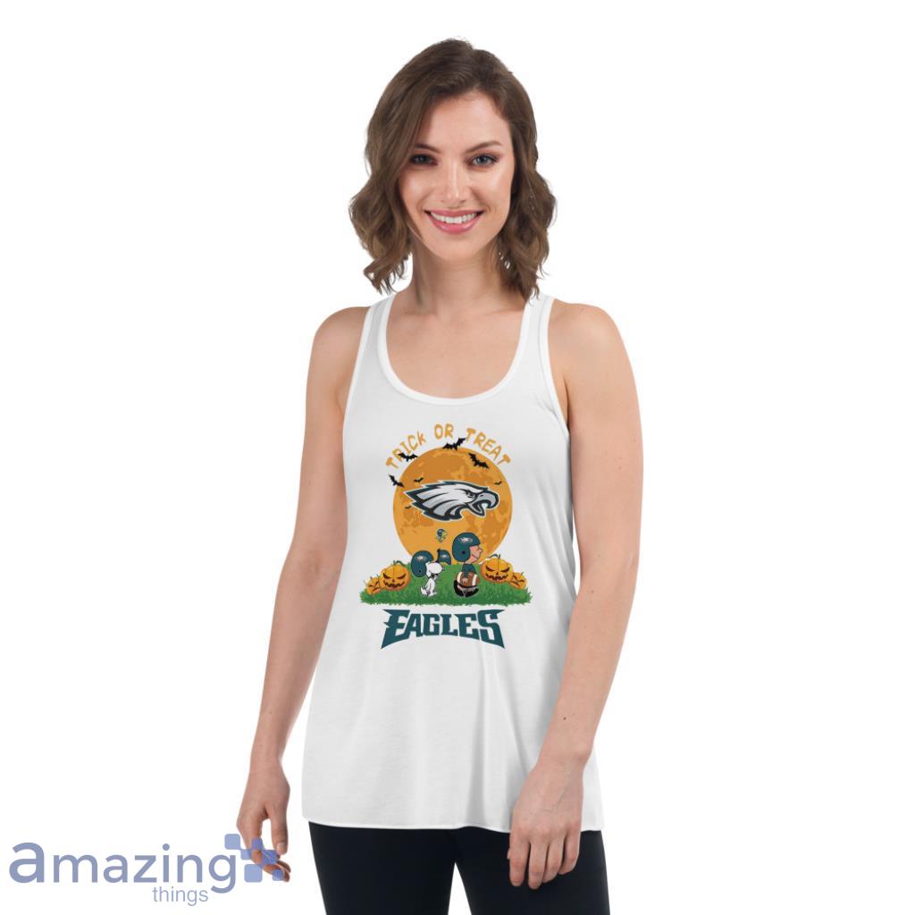 Trick Or Treat Snoopy Philadelphia Eagles NFL Shirt image Trick Or Treat Snoopy Philadelphia Eagles NFL Shirt - Womens Flowy Racerback Tank