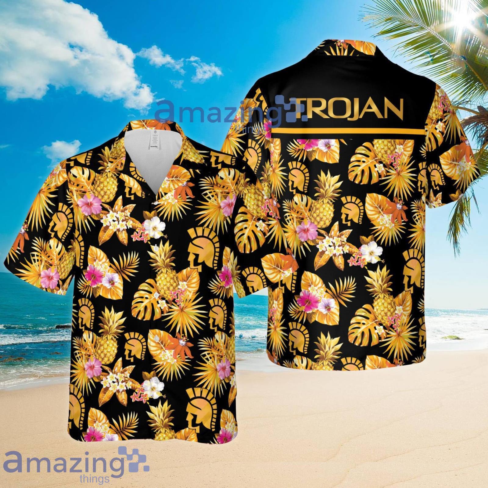 Trojan Condoms Pineapple Tropical Flower Summer Set Hawaiian Shirt And Shorts Product Photo 1