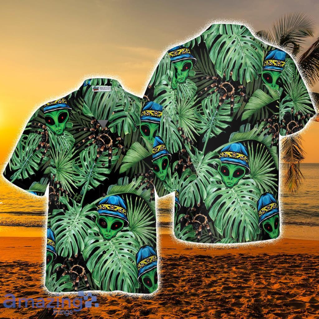 Tropical Alien And Spider Hawaiian Shirt - Tropical Alien And Spider Hawaiian Shirt