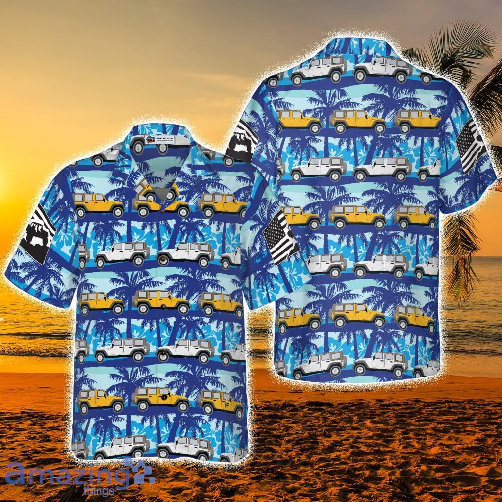 Tropical Blue Jeep Hawaiian Shirt - Tropical Blue Jeep Hawaiian Shirt