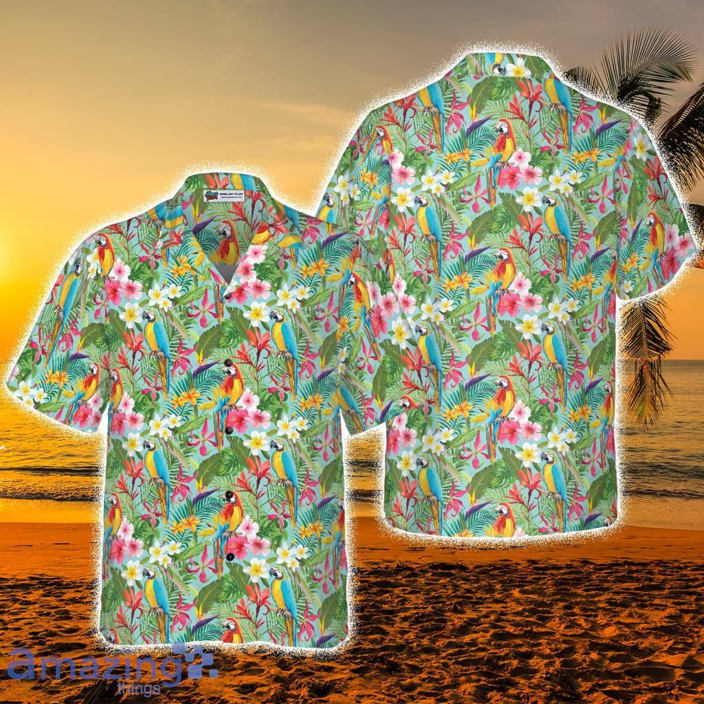 Tropical Floral Parrots Hawaiian Shirt - Tropical Floral Parrots Hawaiian Shirt