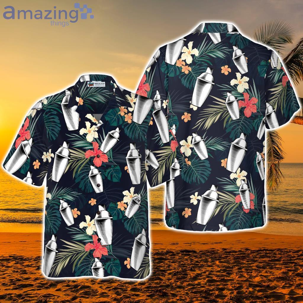 Tropical Pattern Bartender Shirts for Men Hawaiian Shirt - Tropical Pattern Bartender Shirts for Men Hawaiian Shirt