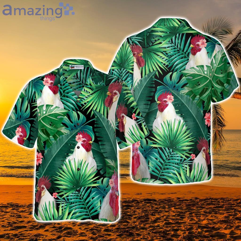 Tropical White Rooster Hawaiian Shirt - Tropical White Rooster Hawaiian Shirt Tropical White Rooster Hawaiian Shirt - Tropical White Rooster Hawaiian Shirt