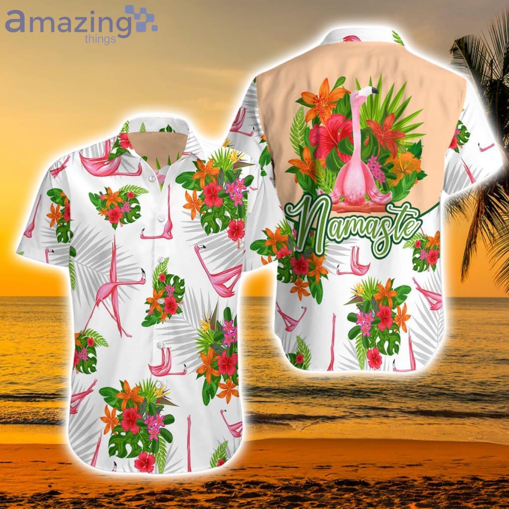 Tropical Workout Yoga Flamingo Namaste Hawaiian Shirt - Tropical Workout Yoga Flamingo Namaste Hawaiian Shirt