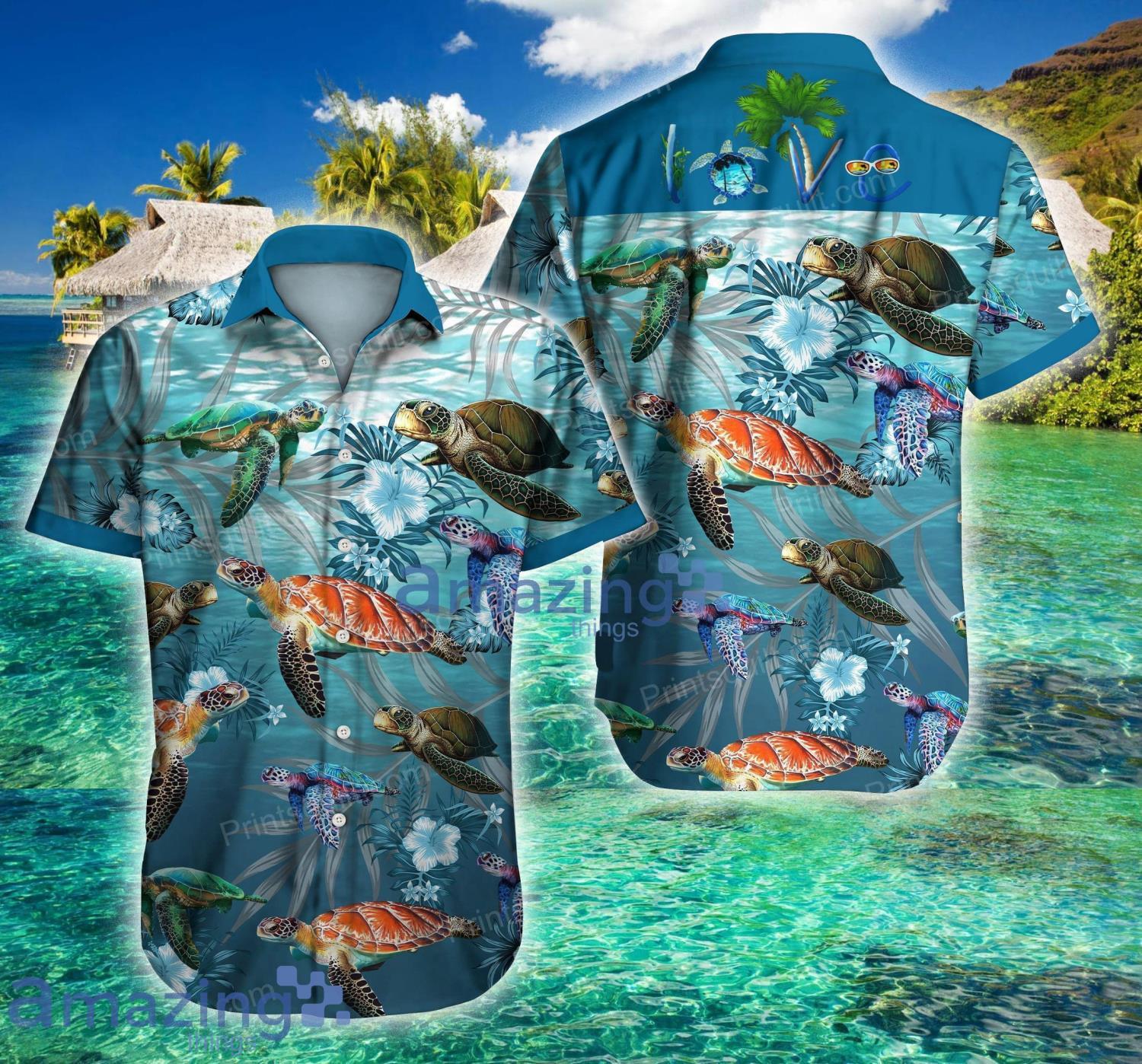 Turtles Lovers Tropical Short Sleeve Aloha Hawaiian Shirt For Men And Women Product Photo 1
