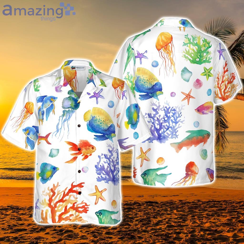 Under the Sea Watercolor Hawaiian Shirt - Under the Sea Watercolor Hawaiian Shirt