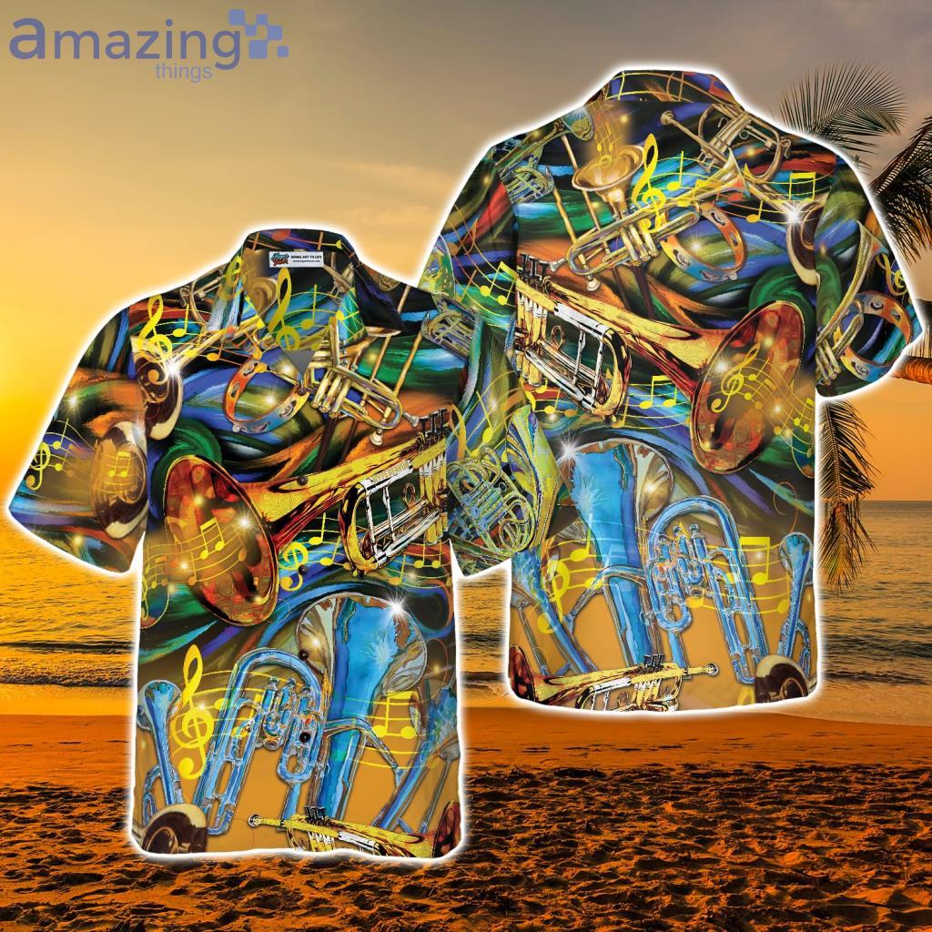 Unisex Saxophone Tropical Hawaiian Shirt - Unisex Saxophone Tropical Hawaiian Shirt
