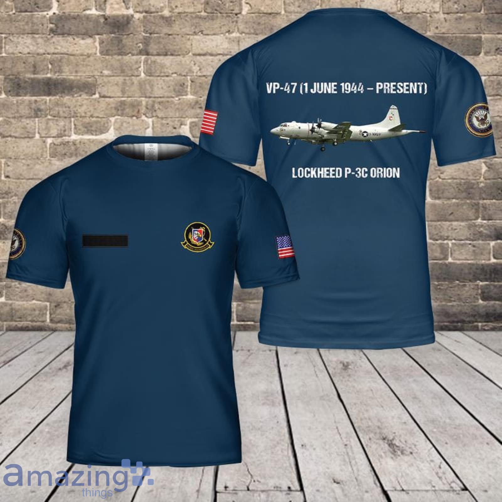 US Navy Lockheed P-3C Orion Of VP-47 3D T-Shirt Product Photo 1 US Navy Lockheed P-3C Orion Of VP-47 3D T-Shirt Product Photo 1