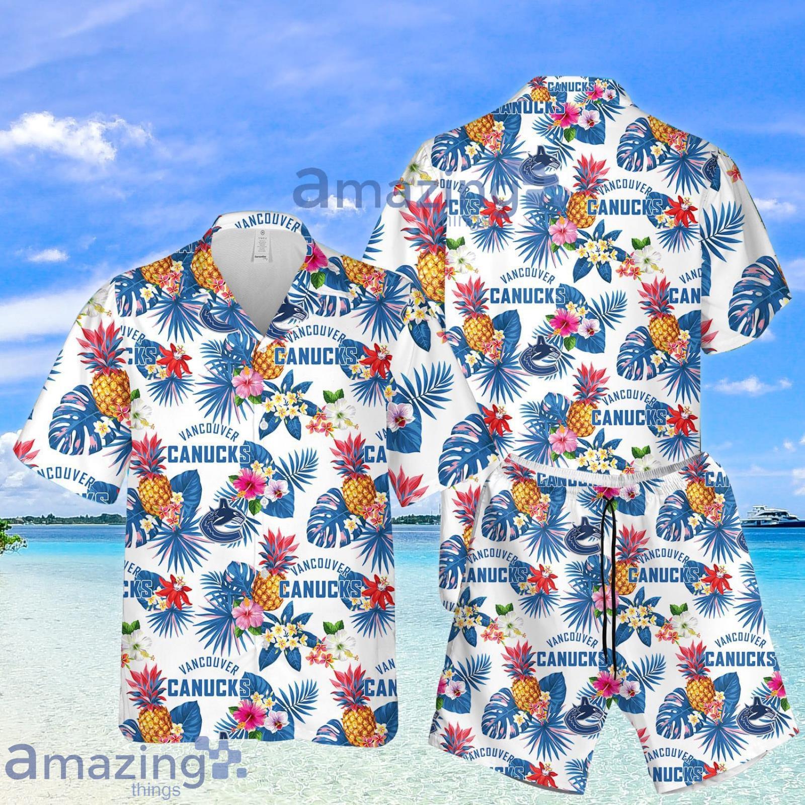 Vancouver Canucks Pineapple Tropical Flower Summer Set Hawaiian Shirt And Shorts Product Photo 1