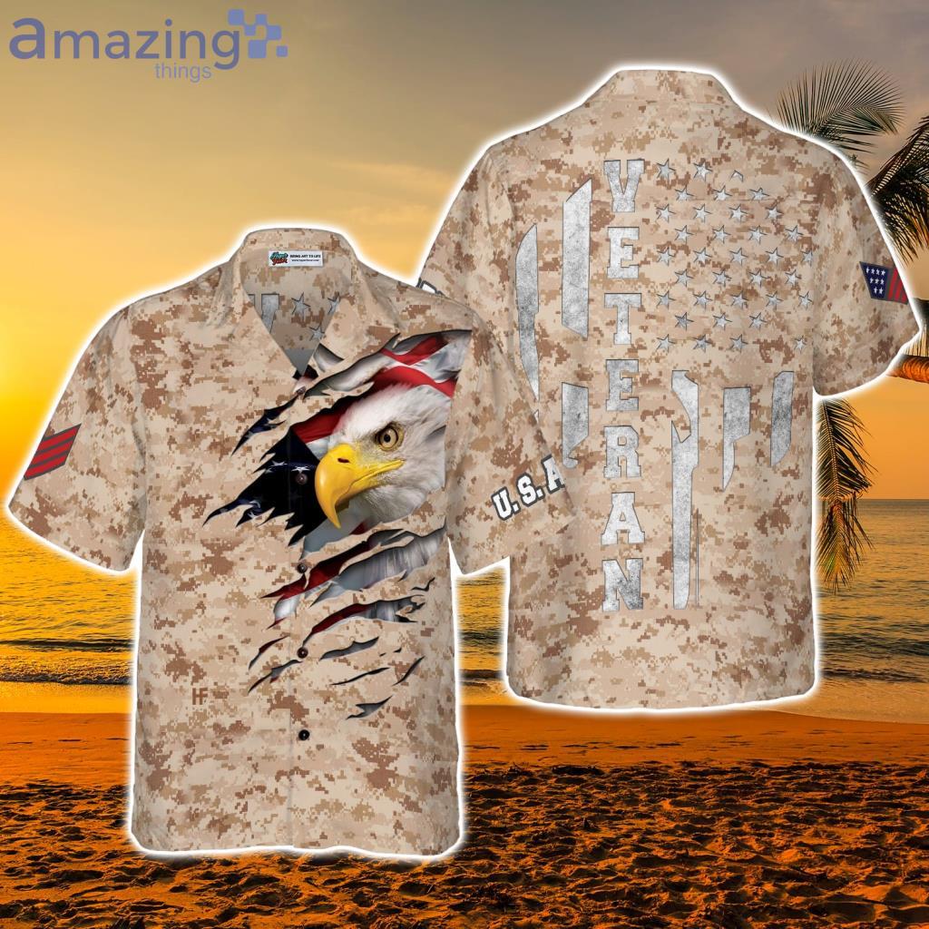 Veteran Proud Us Desert Marine Camouflage Hawaiian Shirt - Veteran Proud Us Desert Marine Camouflage Hawaiian Shirt