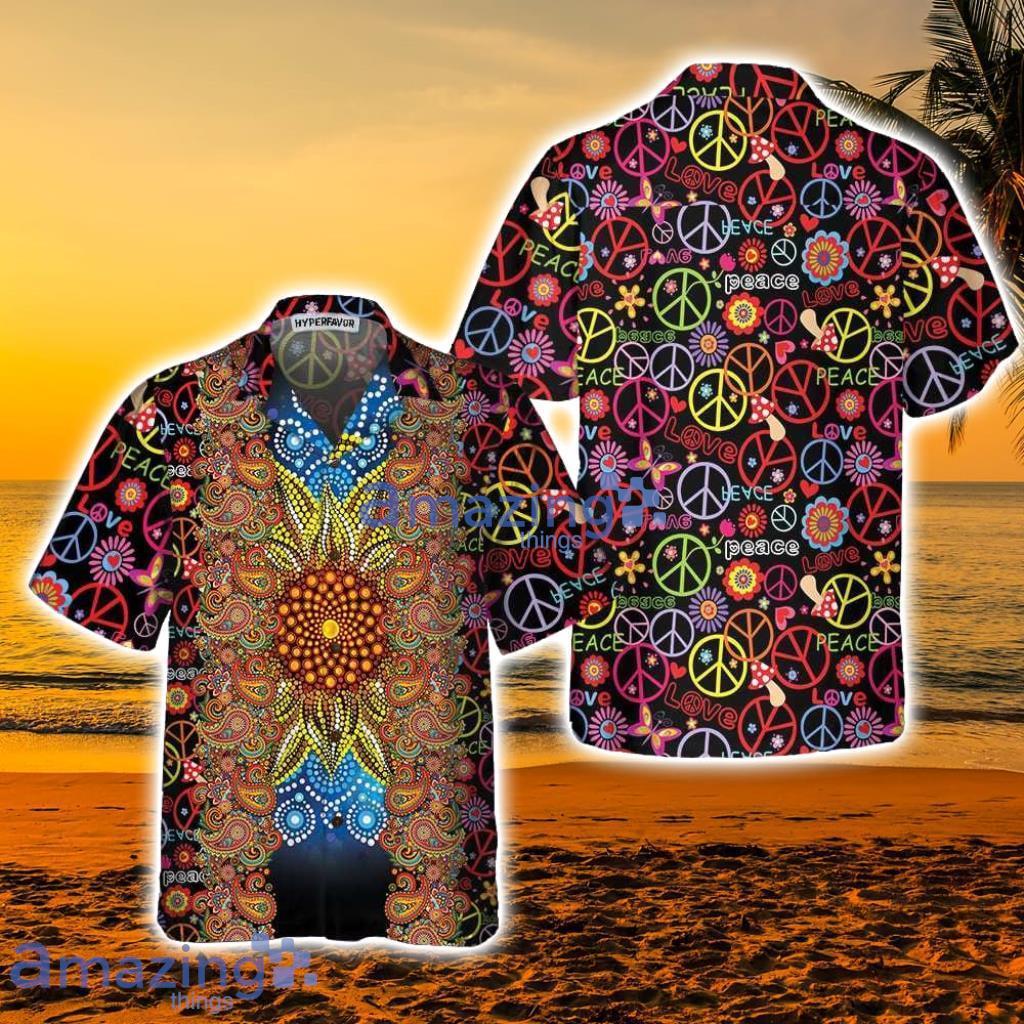 Vibrant Color Hippie Hawaiian Shirt - Vibrant Color Hippie Hawaiian Shirt