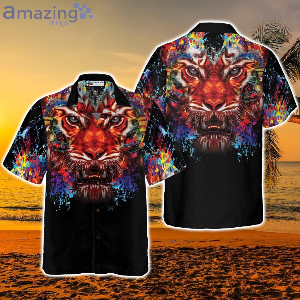 Vibrant Tiger Head Shirt for Men Hawaiian Shirt - Vibrant Tiger Head Shirt for Men Hawaiian Shirt