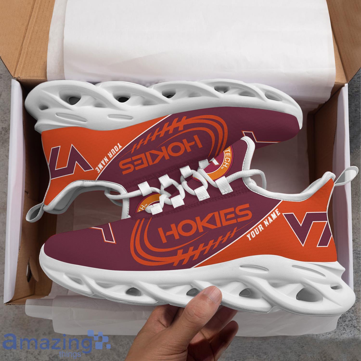 Virginia Tech Hokies Custom Name Sneakers Max Soul Shoes image Virginia Tech Hokies Custom Name Sneakers Max Soul Shoes Product Photo 6