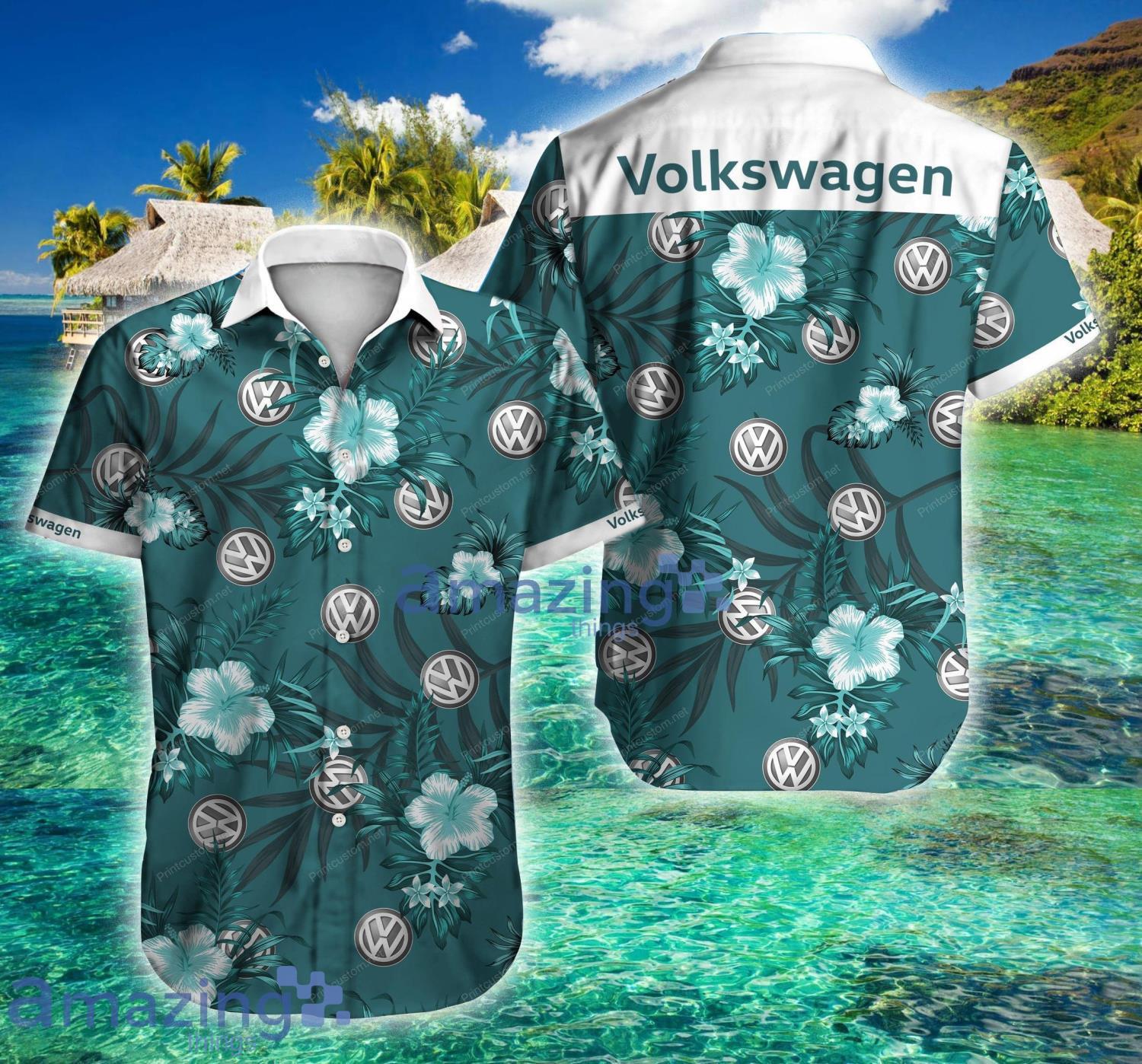 Volkswagen Summer Tropical Short Sleeve Hawaiian Shirt For Men And