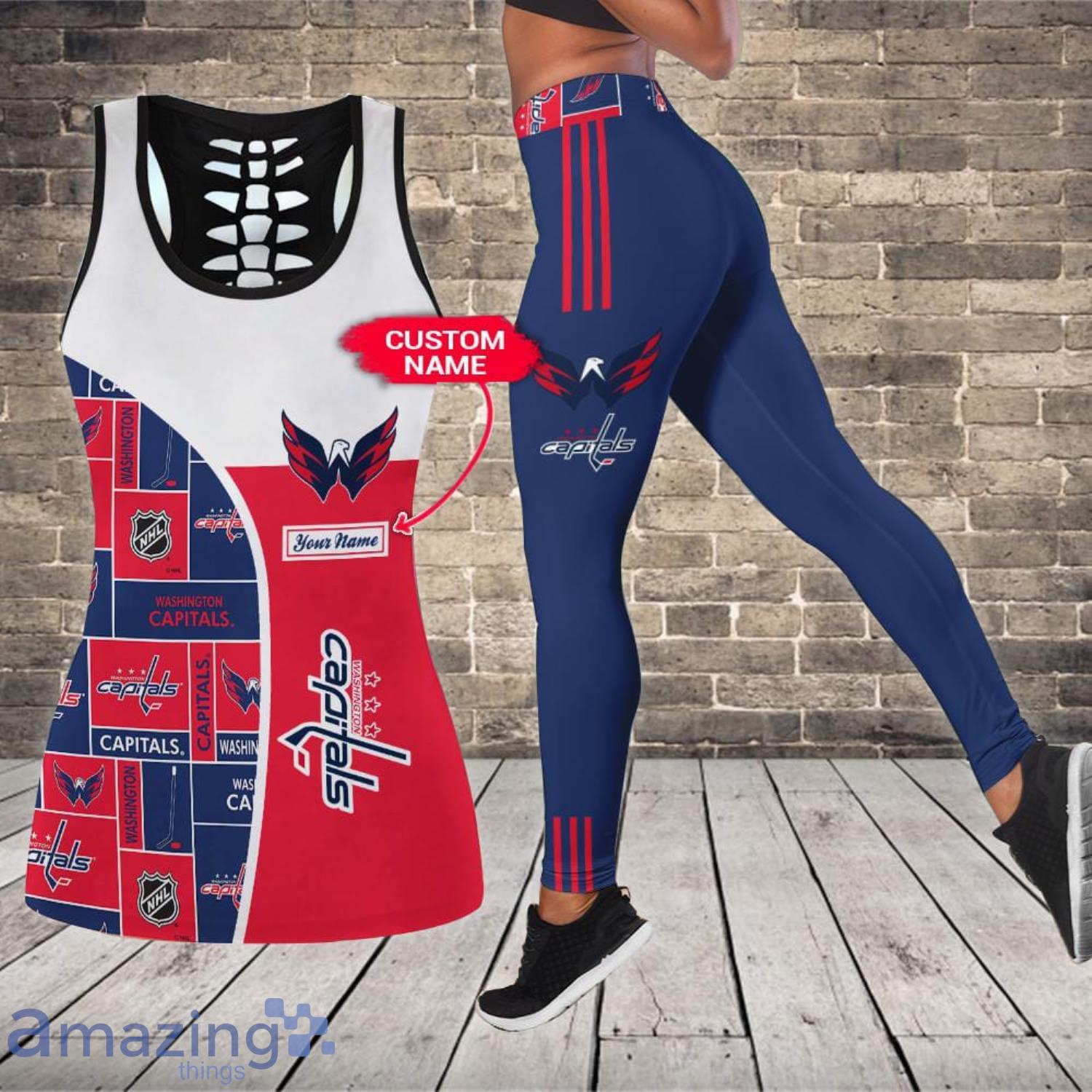Washington Capitals Custom Name Leggings And Hollow Tank Top For Women Product Photo 1