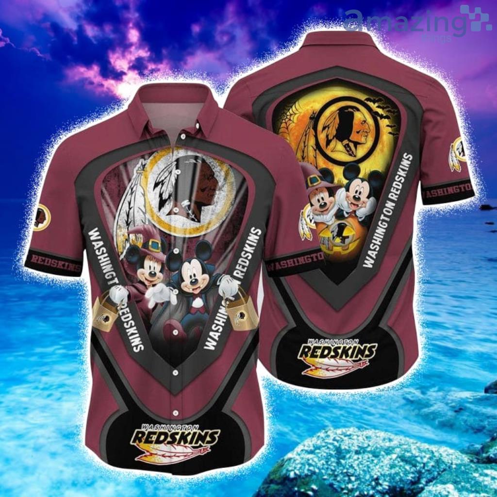 Washington Redskins NFL Graphic Mickey Halloween Night Hawaiian Shirt - Washington Redskins NFL Graphic Mickey Halloween Night Hawaiian Shirt
