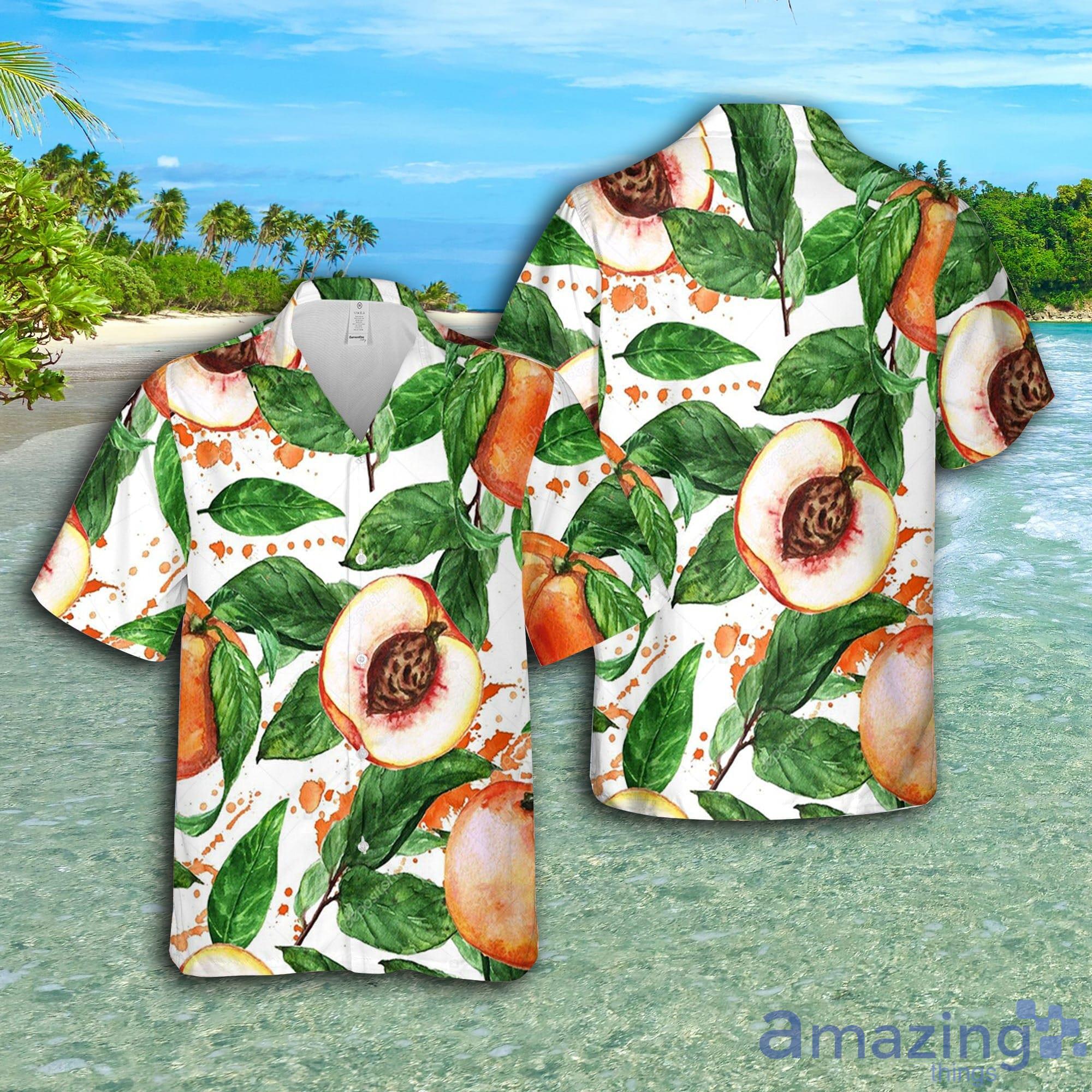 Watercolor Peach Short Sleeve AOP Hawaiian Shirt For Summer Product Photo 1
