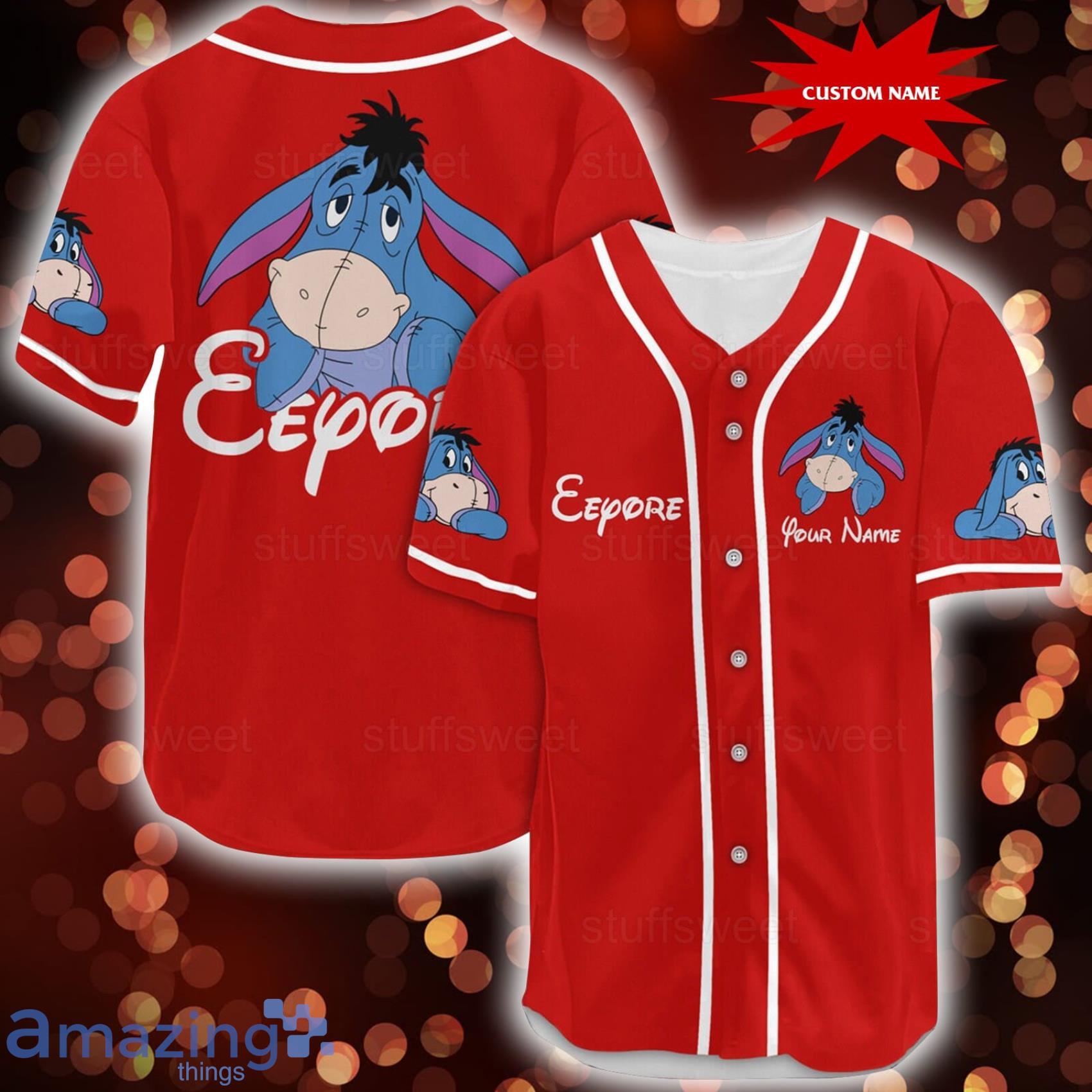 Personalized Winnie The Pooh Team Red Baseball Jersey - T-shirts