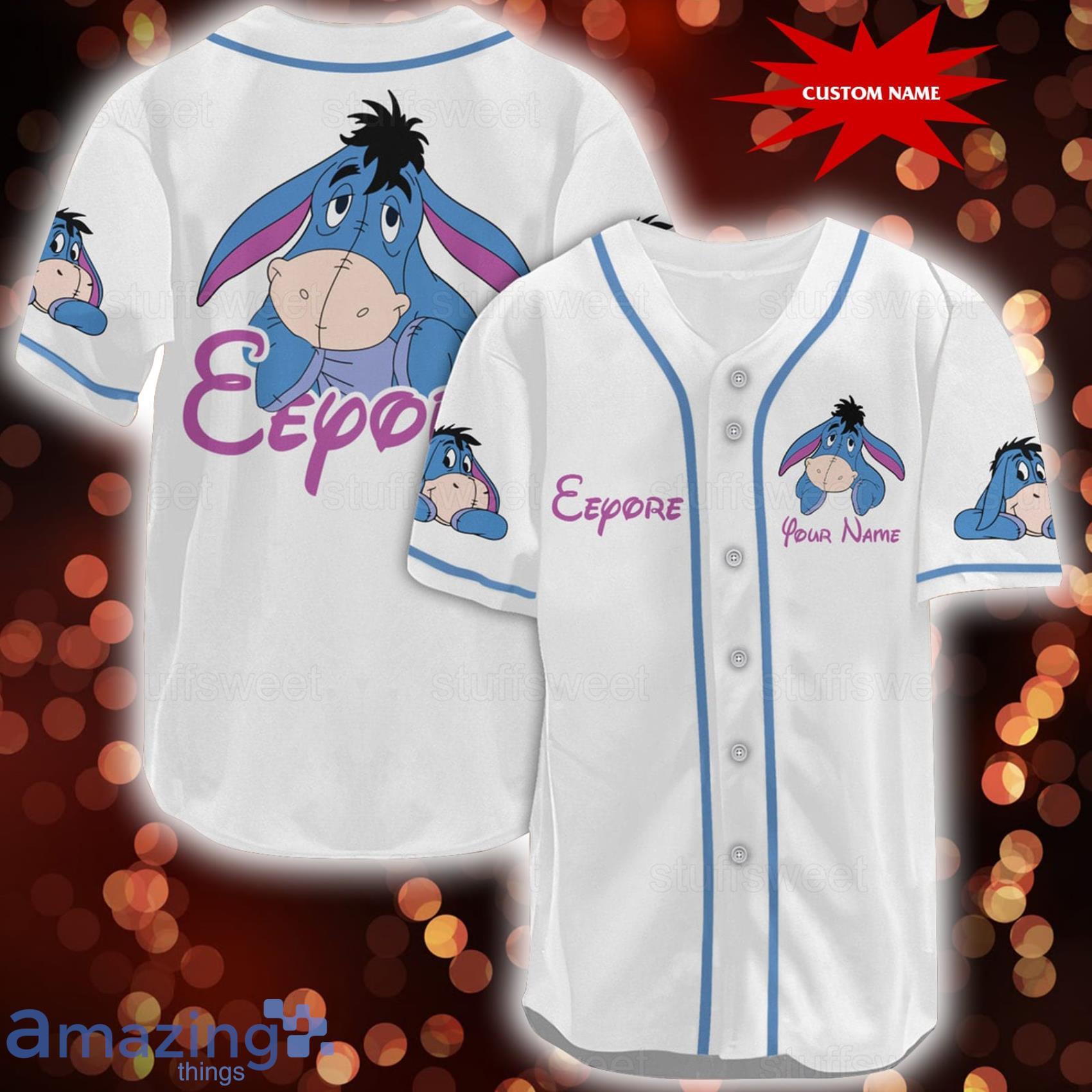 Winnie The Pooh Eeyore Custom Name White Beseball Jersey Shirt For Men And Women Product Photo 1