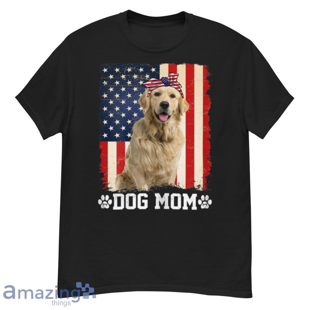 Womens Cool Golden Retriever Dog Mom American Flag Mother's Day T-Shirt - womens-cool-golden-retriever-dog-mom-american-flag-mother's-day-t-shirt-1