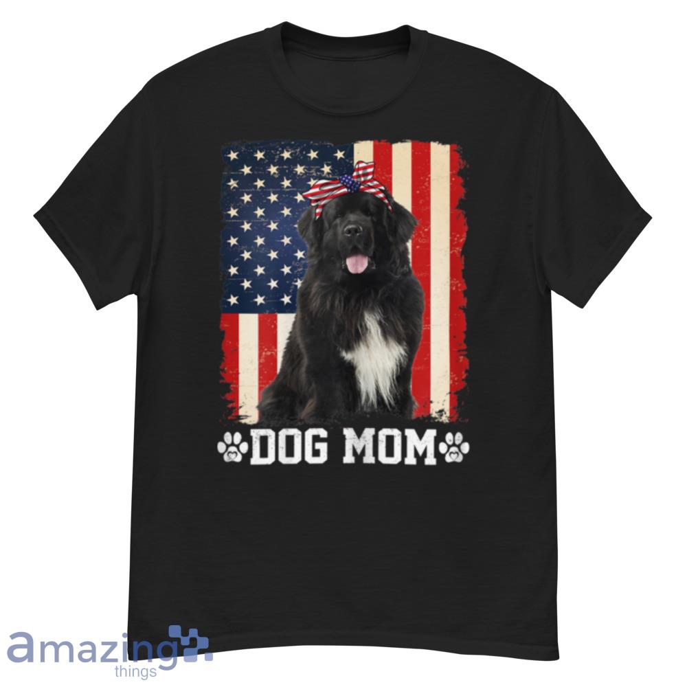 Womens Cool Newfoundland Dog Mom American Flag Mother's Day T-Shirt - womens-cool-newfoundland-dog-mom-american-flag-mother's-day-t-shirt-1