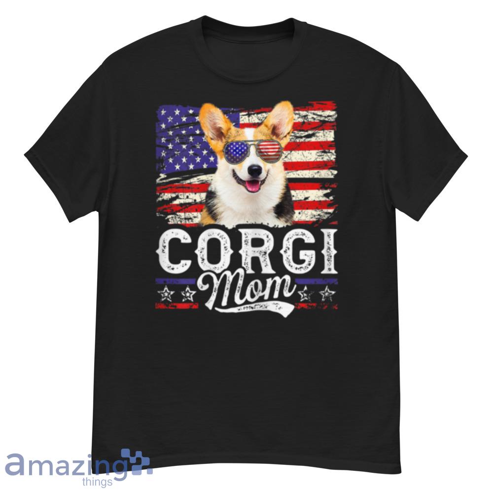 Womens Corgi Mom Usa Flag Patriotic Mother's Day T-Shirt - womens-corgi-mom-usa-flag-patriotic-mother's-day-t-shirt-1