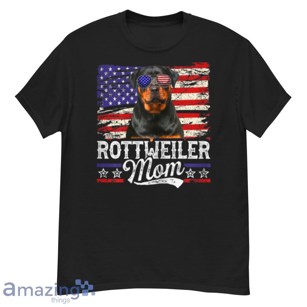 Womens Rottweiler Mom Usa Flag Patriotic Mother's Day T-Shirt - womens-rottweiler-mom-usa-flag-patriotic-mother's-day-t-shirt-1