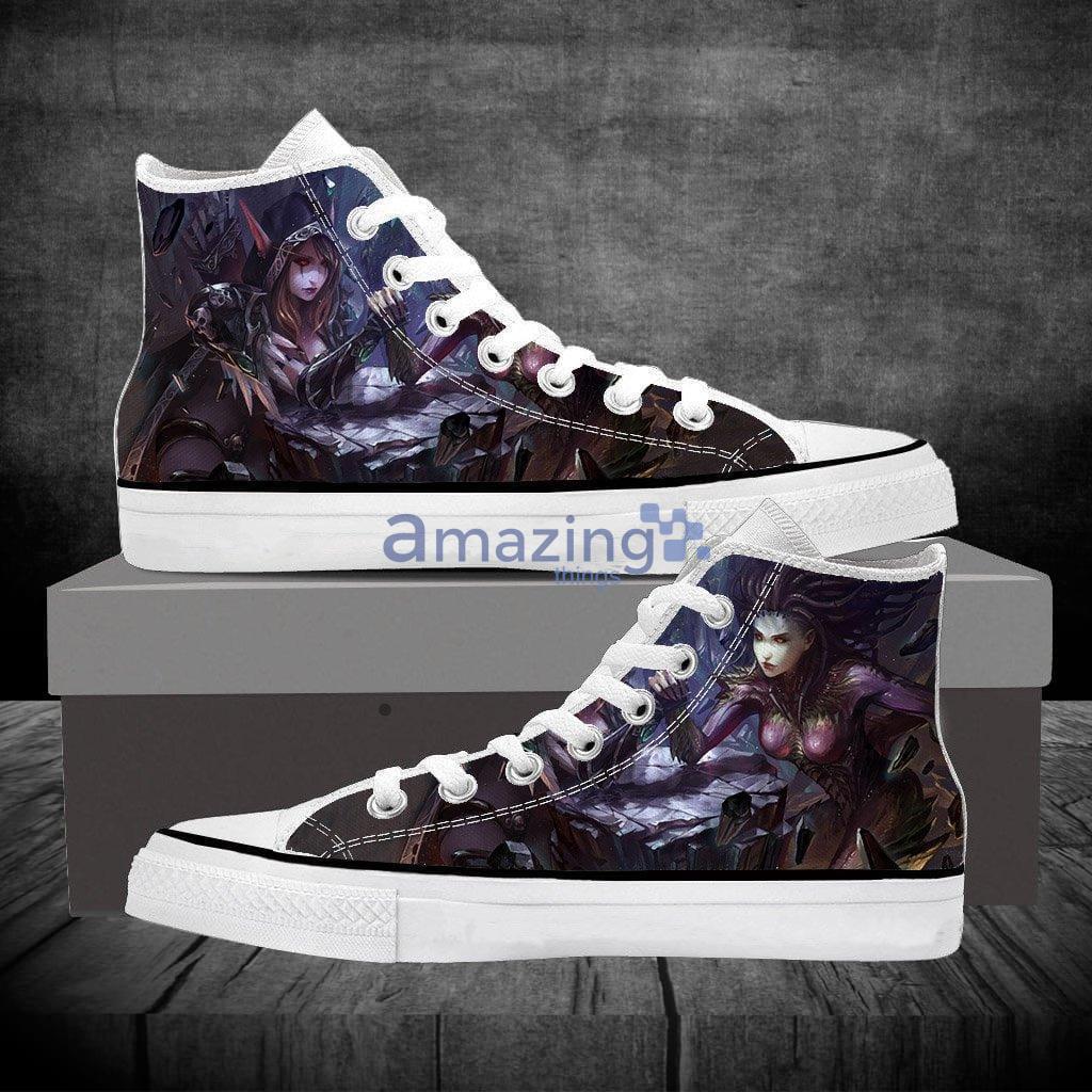 World Of Warcraft Sylvanas Fight Zerg Queen Canvas High Top Shoes Sneakers - World Of Warcraft Sylvanas Fight Zerg Queen Canvas High Top Shoes Sneakers